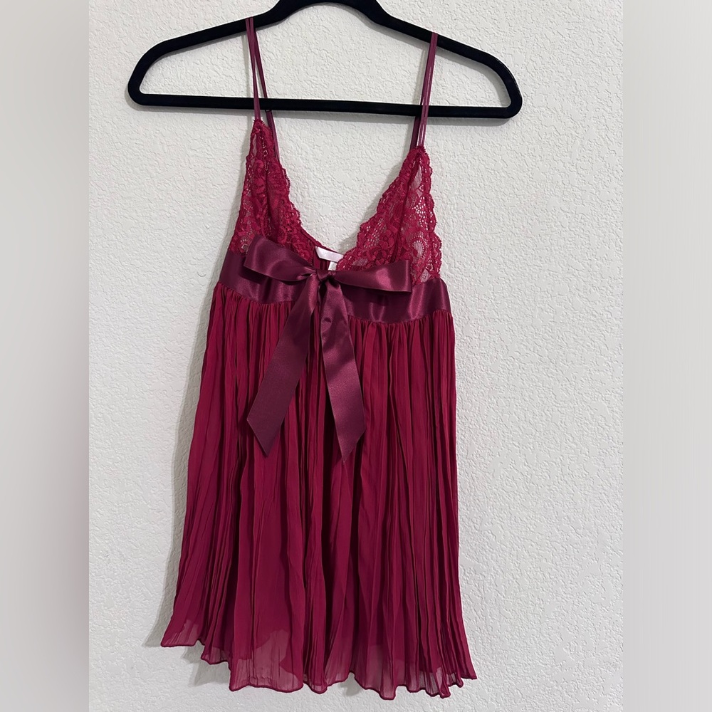 Victoria’s Secret burgundy pleated babydoll lingerie